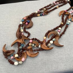 3 Boho Brazil Nut And Seed Necklaces