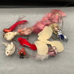 Feathered Bird Clips, Sequin Birds, 2 In Cage Decor