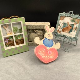 Bunny Decor: Wood Signs, Candleholder On Easel, Bunny In Window, Wall Hangings