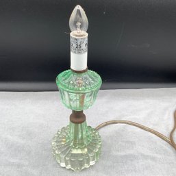 Vintage Green Glass Boudoir Lamp