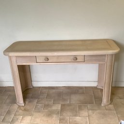 Whitewash Wood Console Or Sofa Table, Rounded Outside Legs, One Drawer