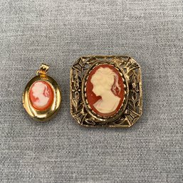 2 Cameos, One Brooch And One Tiny Pendant