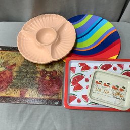 Trays, Bold Wave Stripes, Niagara Falls Small Vintage Tin Tray, Watermelon Tray And More