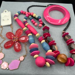 1980s Hot Pink Costume Jewelry Set