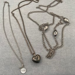 3 Costume Necklaces With Heart Pendant, Hope Pendant And Attached Orbs