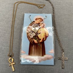 St Anthony Necklace, Ankh Necklace, Cross Pendant Necklace