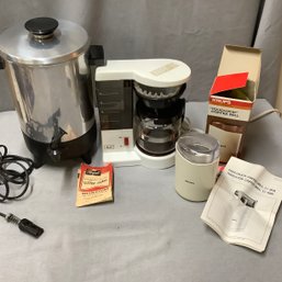 Vintage Regal Coffee Maker, Krups Coffee Bean Grinder And Melita Small Size Coffee Maker