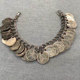 Kent Charm Bracelet With 27 Mexican 1 Centavo Coins From Mid 1950s