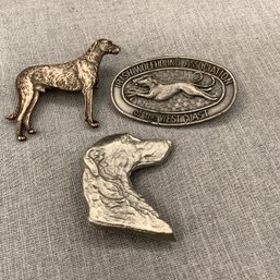 Irish Wolfhound Pins, One From Association Of The West Coast, Kenart Made In England