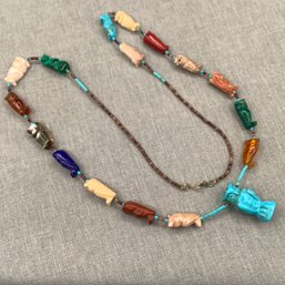 Zuni Owl Stone Fetish Necklace