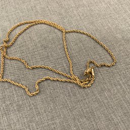 14KT Gold Aurafin Twisted Rope Necklace With Lobster Claw Clasp, 16 Inch, 2.46 Grams