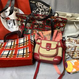 Purses And Totes Including Aigner, Clinique, Handmade Cross Stitch, Nine West, Cat Totes, Insulated Bag