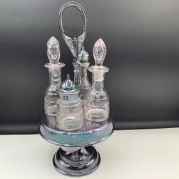 Antique Victorian Wilcox Silver Plate Co Meriden Castor From Late 1800s Complete Cruet Condiment Caddy Set