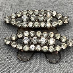 Pair Of Rhinestone Shoe Clips, MUSI, Pat Pend, Signed On Back With Original Card