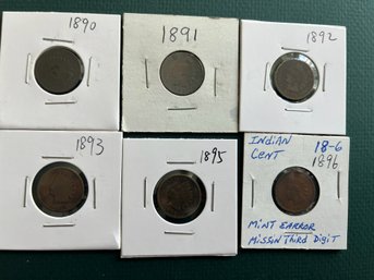 Indian Head Coin Lot From 1890to 1896 Good To Fine Quality