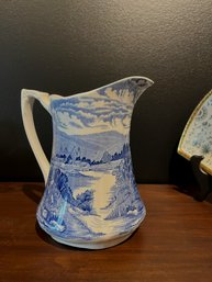 Pitcher Water Jug Tintern Alfred Meakin Made In England Blue And White Pattern Ewer Tintern Abbey Transferware