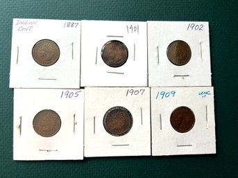 Extra Fine Indian Head Coin From 1887 To 1909  6 Coins