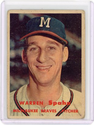 1957 Topps Baseball Warren Spahn Trading Card
