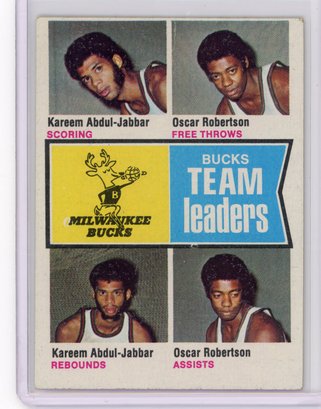 1974-75 Topps Basketball #91 'Bucks Leaders' HOF's Kareem Abdul-Jabbar  Robertson