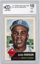 1991 Topps Reprint Jackie Robinson Baseball Card Graded BGS Mint 10