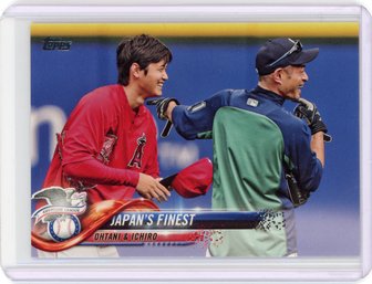 Shohei Ohtani Baseball Rookie Card With Ichiro