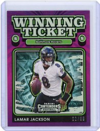 Lamar Jackson Winning Ticket Silver Football Card #'D To 99