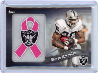 Darren McFadden Commerative Breast Cancer Awareness Patch Ribbon Football Card