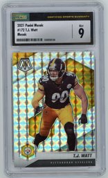 2021 Panini Mosaic T.J. Watt Mosaic Football Card Graded CSG Mint 9