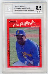 1990 Donruss Ken Griffey Jr. 2001 Donruss Anniversary Originals Baseball Card Graded BGS Near Mint 8.5