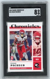 Isiah Pacheco Panini Chronicles Football Rookie Card Graded SGC Near Mint 8