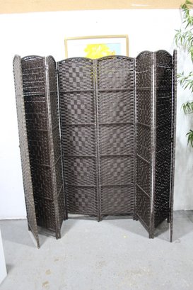 Two Woven Four Panel Floor Screens