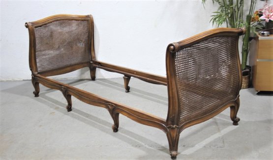 Vintage Scrolled And Caned Daybed