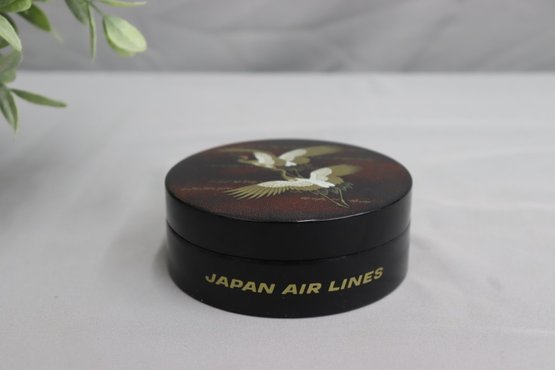 Vintage Japan Airlines Crane And Black Lacquer Flying Crane Coasters (6) In Box
