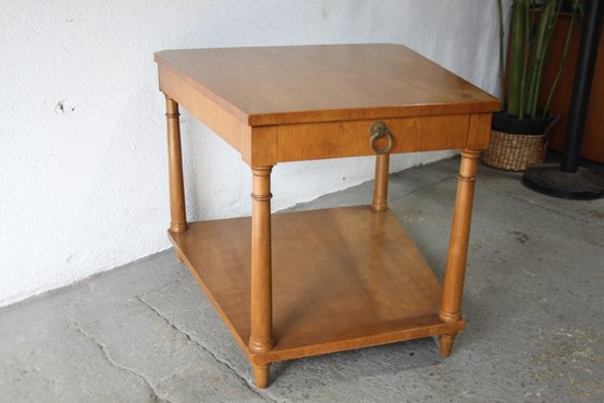 Vintage MCM Fine Arts Furniture Two Tier One Drawer End Table