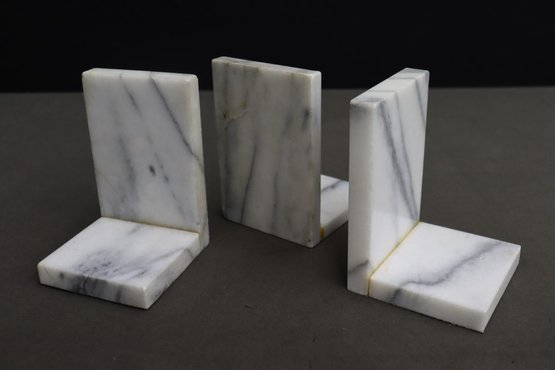 Three Marble Right Angle Bookends