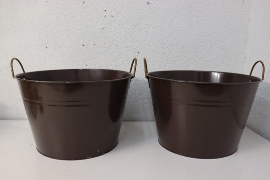 Two Brown Metal Beverage Tubs From Target HOME