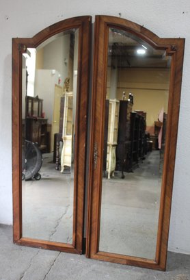 Pair Of Antique Wooden Framed Mirror Doors