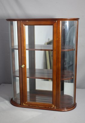 Vintage Bombay Company Curved Glass Wall Curio Shelf Cabinet With Mirror