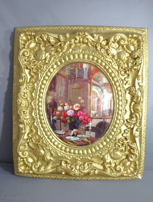 Still Life Fiberglass Painting With Ornate Frame-decorative