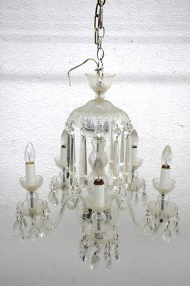 Vintage Crystal Glass Chandelier With Prismatic Drops