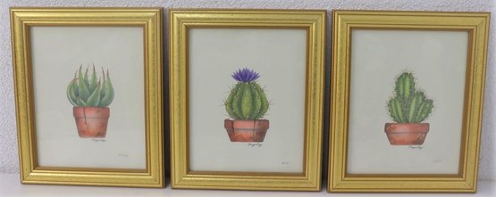 Three Limited Edition Signed And Numbered Cacti Watercolor Prints
