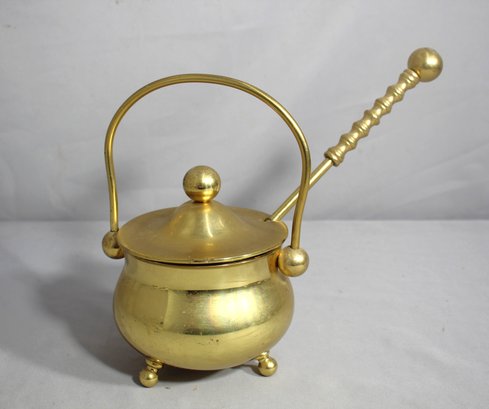 Antique Brass Smudge Pot And Firestarter With Handle And Wand