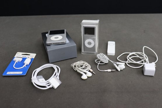 IPod Classic And IPod Nano And Various Cables, Connectors, Ear Buds Etc