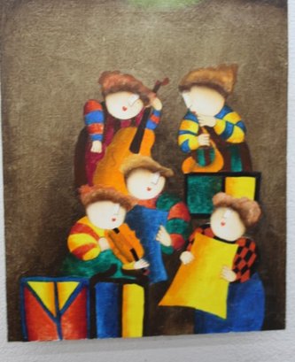 Whimsical Quintet, J. Roybal Factory Art Reproduction Original Oil On Canvas