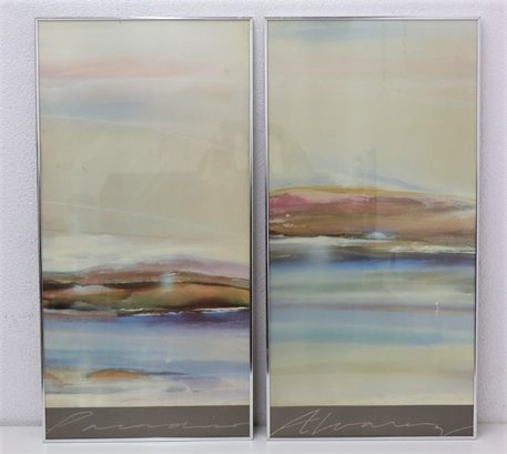 Elba Alvarez Diptych Two Framed  Landscape Art Posters, 1985 Editions Limited Galleries