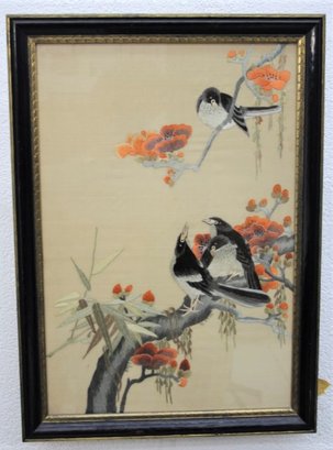 Impressive And Gorgeous Vintage Chinese  Silk Hand-embroidered Framed Panel