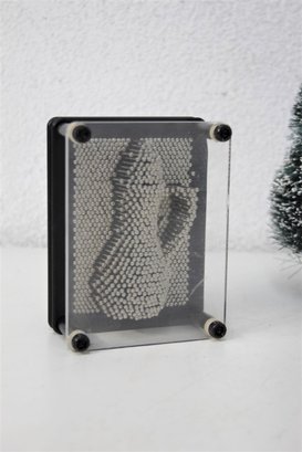 Playful And Sculptural Steel Pin Imprint/Relief Creator In Lucite Frame