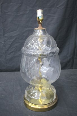 'Elegant Illumination: Vintage Brass And Crystal Glass Table Lamp'