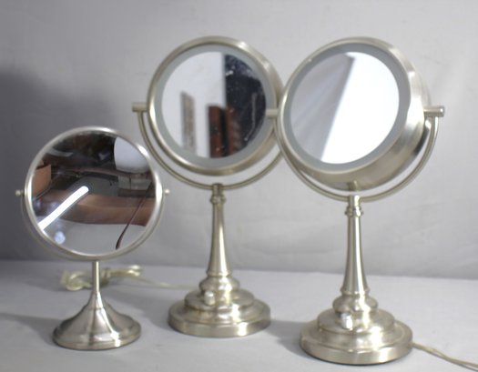 'Set Of Three Vintage Vanity Mirrors  Stands'
