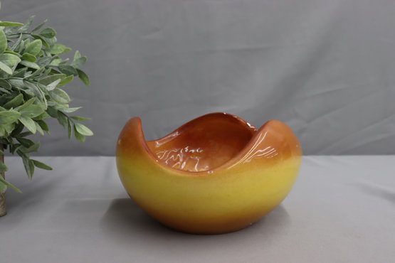 Modern Orange & Yellow Porcelain Bowl With Initial DMS On The Bottom